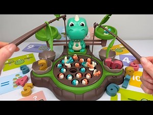 [Toy ASMR] Dinosaur Fishing & Libra Playset | Satisfying with Unboxing & Toy Review | No Talking