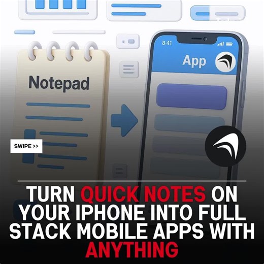 Turn the notes app on your phone into a full-stack mobile app. Anything is an AI app builder that: \t•\tTurns a text or voice prompt into working iOS, Android, and web apps \t•\tHandles design, backend, database, and payments for you \t•\tLets you build from your iPhone with natural language Type your idea once, ship a real product. Comment “Anything” and I’ll send you the link.