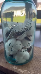 Antique Blue Ball Mason Jar With Cotton: Farmhouse Decor - Etsy