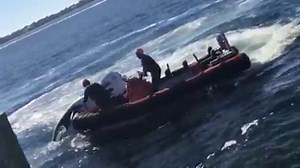 WATER RESCUE: An 89-year-old man was rescued Saturday by the U.S. Coast Guard after a medical issue caused him to crash his vehicle through a guard rail and into a marina. More Information: http://bit.ly/2A6xMd0 Video Courtesy: U.S. Coast Guard Cutter Marlin | FOX 35 Orlando