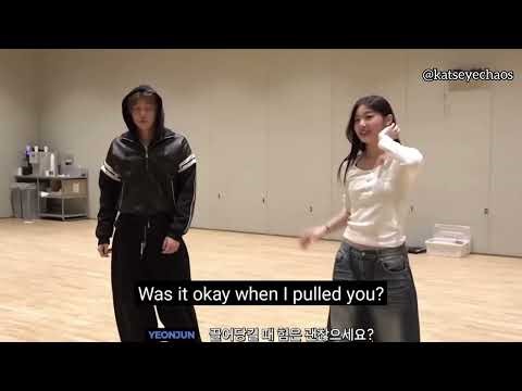 Yoonchae with Yeonjun BTS of Dance practice #katseye #txt #letmetellyou
