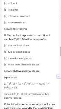 class 10 maths chapter 1 ka M.C.Q