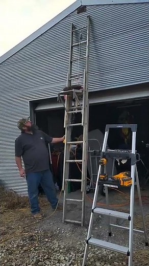 DIY Ladder Lift (he's using for shingles)