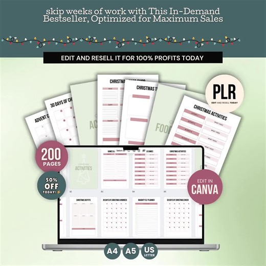 Christmas Planner Digital & Printable PLR Template,budget Tracker,editable Canva - Etsy UK