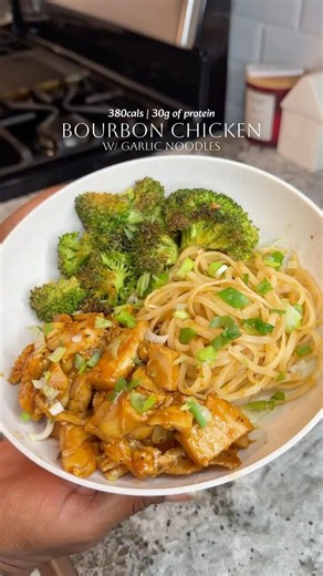 Healthier Bourbon Chicken with Garlic Noodles | high protein dinner recipe | healthy meal ideas 2026