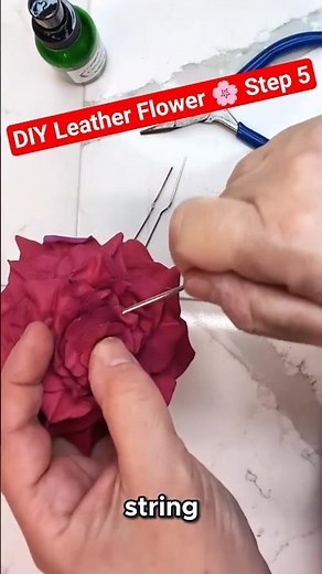 DIY Leather Flower Tutorial 🌸 Step 5: Assembling Petal Layers with Leather Tie