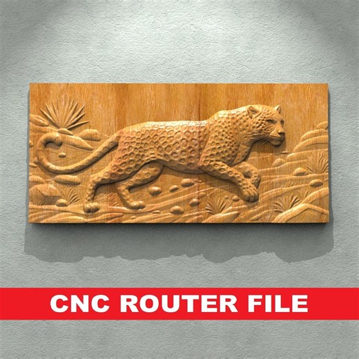 Cnc Router Files, Leopard Stl File For Wood, 3D Bas Relief Files, Wall Panel Files