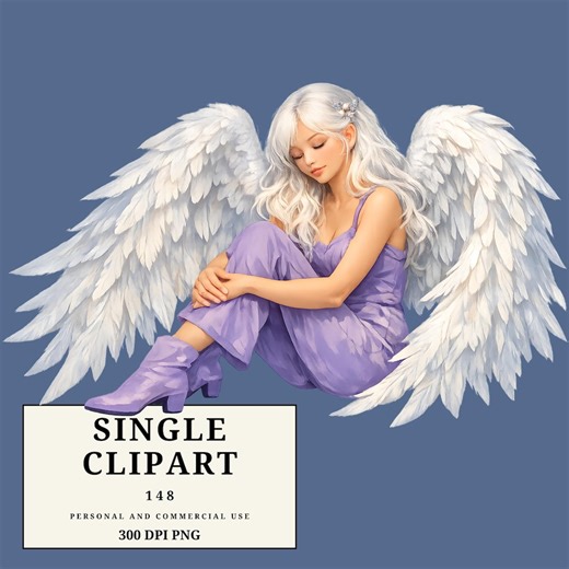 Angel Clipart PNG, White Winged Angel Illustration, Lavender Angel Art, Fantasy Angel PNG - Etsy