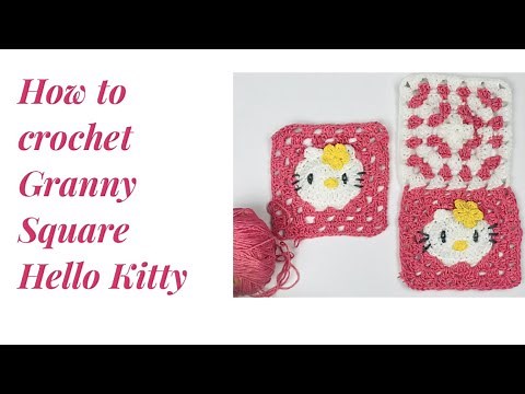 How to Crochet Hello kitty granny square Full Tutorial Step by Step