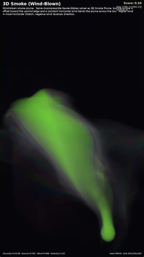 3D Smoke (Wind-Blown) — 3D Cellular Automata #Shorts