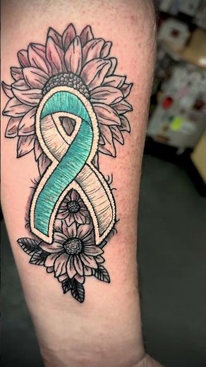 Cancer Survivor #tattoo Ribbon with sunflowers