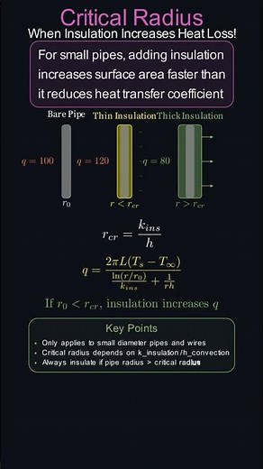 Critical Radius of Insulation ❄️🔥| When More Insulation Increases Heat Loss #heattransfer #chemical