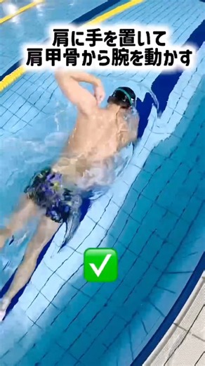 クロール🔵肩甲骨の可動域を広げる為に使う練習！より遠くの水を捉えられるよう泳ぎましょう😉#水泳#クロール#スイマー#プール#swimming