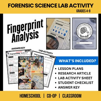 FORENSIC SCIENCE Fingerprint Analysis Lab Activity Experiment 4th 5th 6th 7th 8t