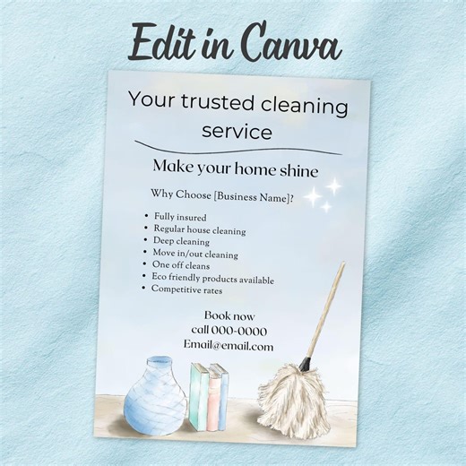Cleaning Service Flyer Canva Template | Editable & Printable | House Cleaning Business - Etsy UK