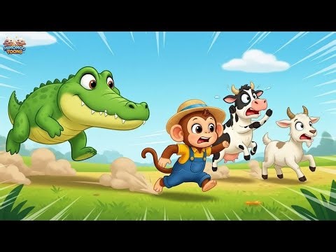 Angry Crocodile Chase! Monkey Runs a Popcorn Factory | Funny Cartoon Farm Adventure | MimoMoo Toons