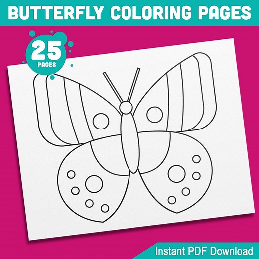 Butterfly Coloring Pages: 25 Simple Designs for Kindergarten & Preschool – Fun Activity Book for Kids, Instant PDF Download - Etsy