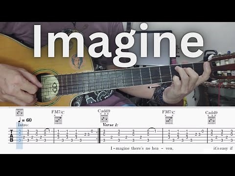 Imagine - John Lennon - Guitar Chords & Lyrics + TAB with Demo @TeacherBob