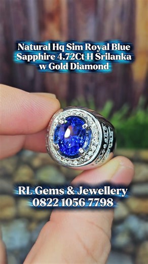 Natural Hq Sim Royal Blue Sapphire 4.72Ct Gold Diamond #sapphire