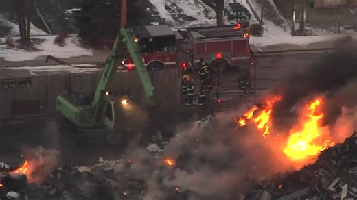 Scrapyard fire on Chicago's West Side sends smoke, flames into the air