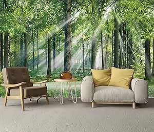 Custom Size Wall Murals,Removable Peel and Stick Self-Adhesive Wall Murals Large Photo Wallpaper,Forest Wall Sticker for Living Room Bedroom