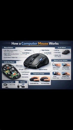 How mouse works #computereducation #computerknowledge #computerbasics #mouse #trackball #computer