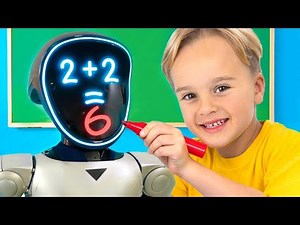 Vlad and Niki - Funny Story About a New Robot Teacher