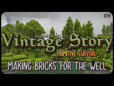 Making Bricks of the Well in Vintage Story Primitive Survival - Surviving Wilderness // EP24