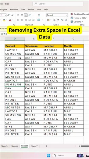 Removing Extra Space in Excel By trick #excel #exceltricks #interview #computer #shorts #ytshorts