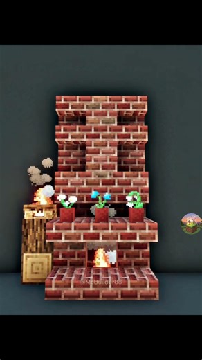 Red Brick Fireplace Tutorial #minecraft #로빈 #minecraftbuilding