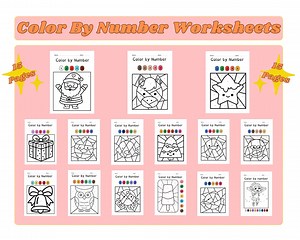 Color by Number Worksheets | 15 Printable Activity Pages - Etsy