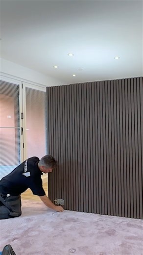 Slat Wood Headboard Installation | Walls and Floors | #60seconddiy #DIY #wallsandfloors #3C #sealants #bedroom #renovation #headboard #installation #howto #reels #shorts #craigphillips #tips #bigbrother #winner #uk #liverpool #tools #drill #acoustic #wall #panels #wow #omg #foryou #mrandmrsdiy #youtube #channel #like #subscribe #follow #comment #share | Mr and Mrs DIY
