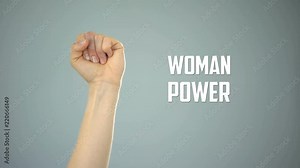 Sign woman power with female hand, gender equality, protection of womens rights