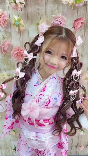 小学生ギャル浴衣メイク♡姫ギャルJSラブドール親子コーデ♪