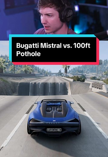Bugatti Mistral vs. 100ft Pothole: A Crash Test