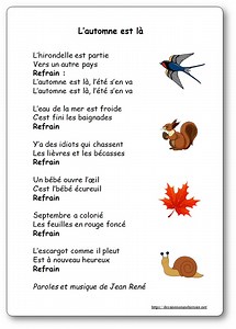 "L'automne est là" une chanson de Jean René - Paroles illustrées