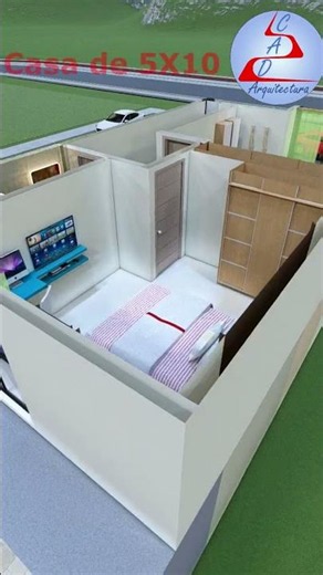 CASA de 5x10 metros con 2 HABITACIONES de 2 PLANTAS #arquitectura #casasecologicas #casa