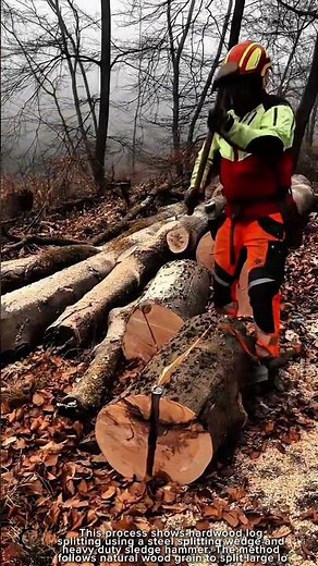 Hardwood Log Splitting Work Tool Using Steel Splitting Wedge #worktool