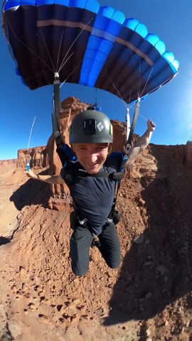 BASE jumping monkey lips in Moab