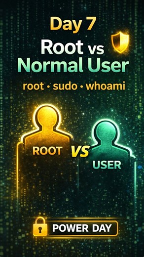 @nonymous on Instagram: "Hacker banna hai? Toh root aur normal user ka farq samajhna zaroori hai ⚠️ Day 7 – POWER DAY 🔥 root • sudo • whoami 📌 Save this — kaam aayega 👀 Follow for more cybersecurity basics #cybersecurity #kalilinux #linux #ethicalhacking #growthmindset"