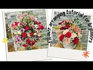 flower arranging tutorial for beginners,how to arrange mixed flowers in a vase, video tutorial