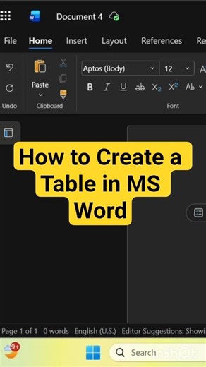 How to Create a Table in MS Word | Quick & Easy Tutorial
