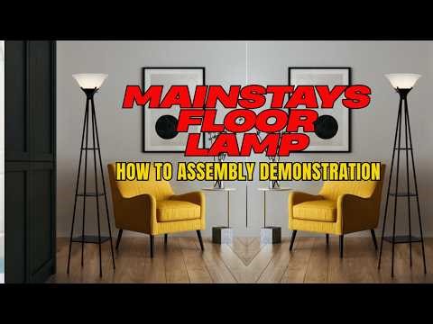 MAINSTAYS: Torch Floor Lamp Three Shelf Assembly DEMONSTRATION.