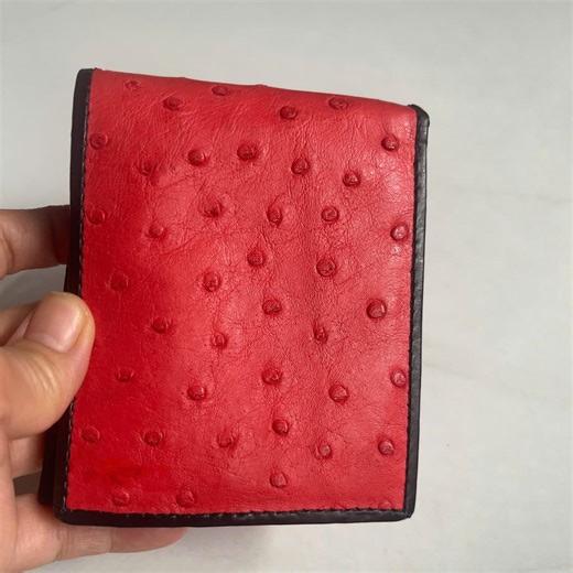 Orange Ostrich Leather Bifold Wallet With Money Clip: Handmade - Etsy