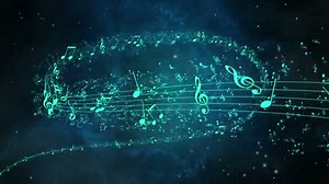 Animated background with musical notes, Music notes flowing, flying stream of Music Notes - Seamless LOOP