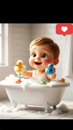 ✨ Cute Baby Playing in the Bathtub 🛁🐥💙