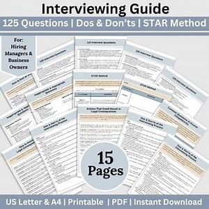Interview Guide for Interviewers, 150 Interview Questions, STAR Method