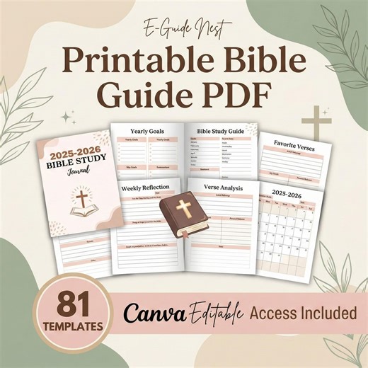 Printable Bible Study Guide PDF, Faith Journal, Digital Scripture Workbook, Canva Editable - Etsy Australia