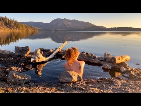 hike to a hot spring in a volcano