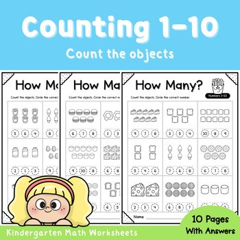 Counting Objects Worksheets 1–10 | Kindergarten Math Practice | No Prep